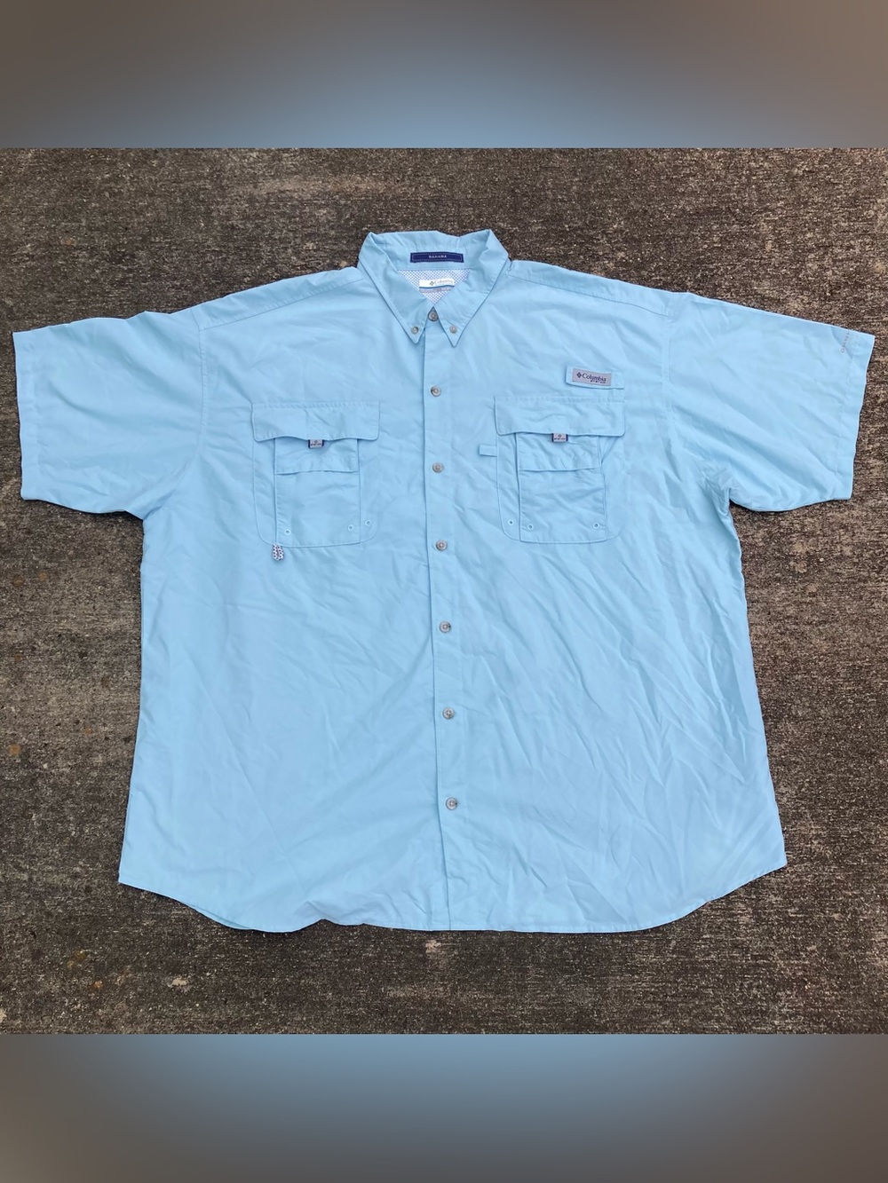 Columbia PFG Bahama Shirt Mens XXL Light Blue Omni Shade Fishing Vented Outdoor